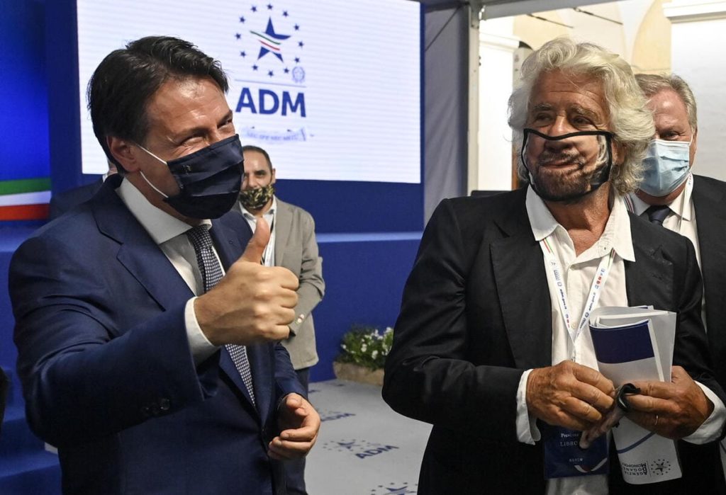 Giuseppe Conte e Beppe Grillo del M5s