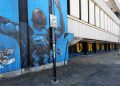 Il murale dedicato al Romelu Lukaku, nelle vicinanze dello stadio Giuseppe Meazza di Milano, imbrattato dai tifosi dellInter che contestano al giocatore e alla società la decisione di lasciare il club nerazzurro. Milano 9 Agosto 2021