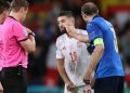Giorgio Chiellini prima dei rigori contro la Spagna a Euro 2020 (foto Ansa)