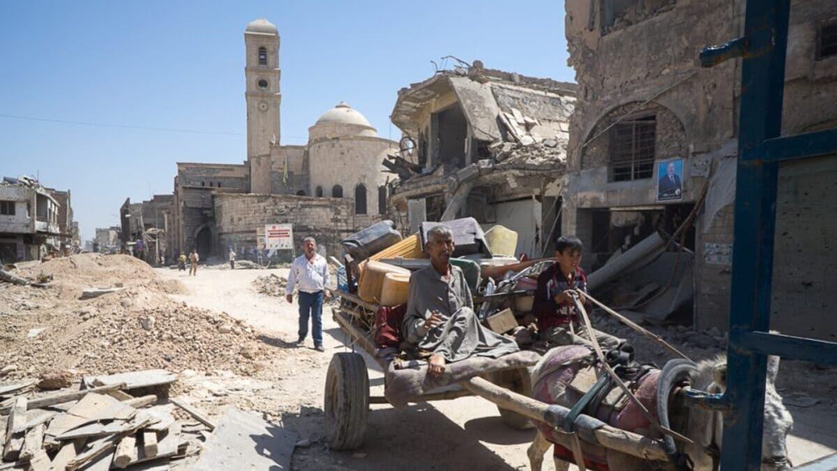 La chiesa Nostra Signora dell'Ora danneggiata a Mosul, in Iraq