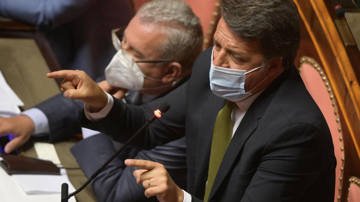 Il leader di Italia Viva, Matteo Renzi, in Senato