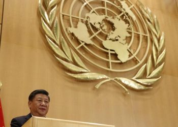 Xi Jinping, presidente della Cina, parla all'Onu a Ginevra nel 2017