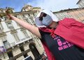 Manifestazione Non una di meno contro il femminicidio e la violenza sulle donne in piazza castello, Torino, 17 aprile 2021
