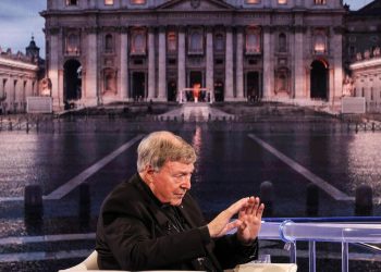 Il cardinale George Pell ospite di "Porta a Porta", su Rai 1 (foto Ansa)