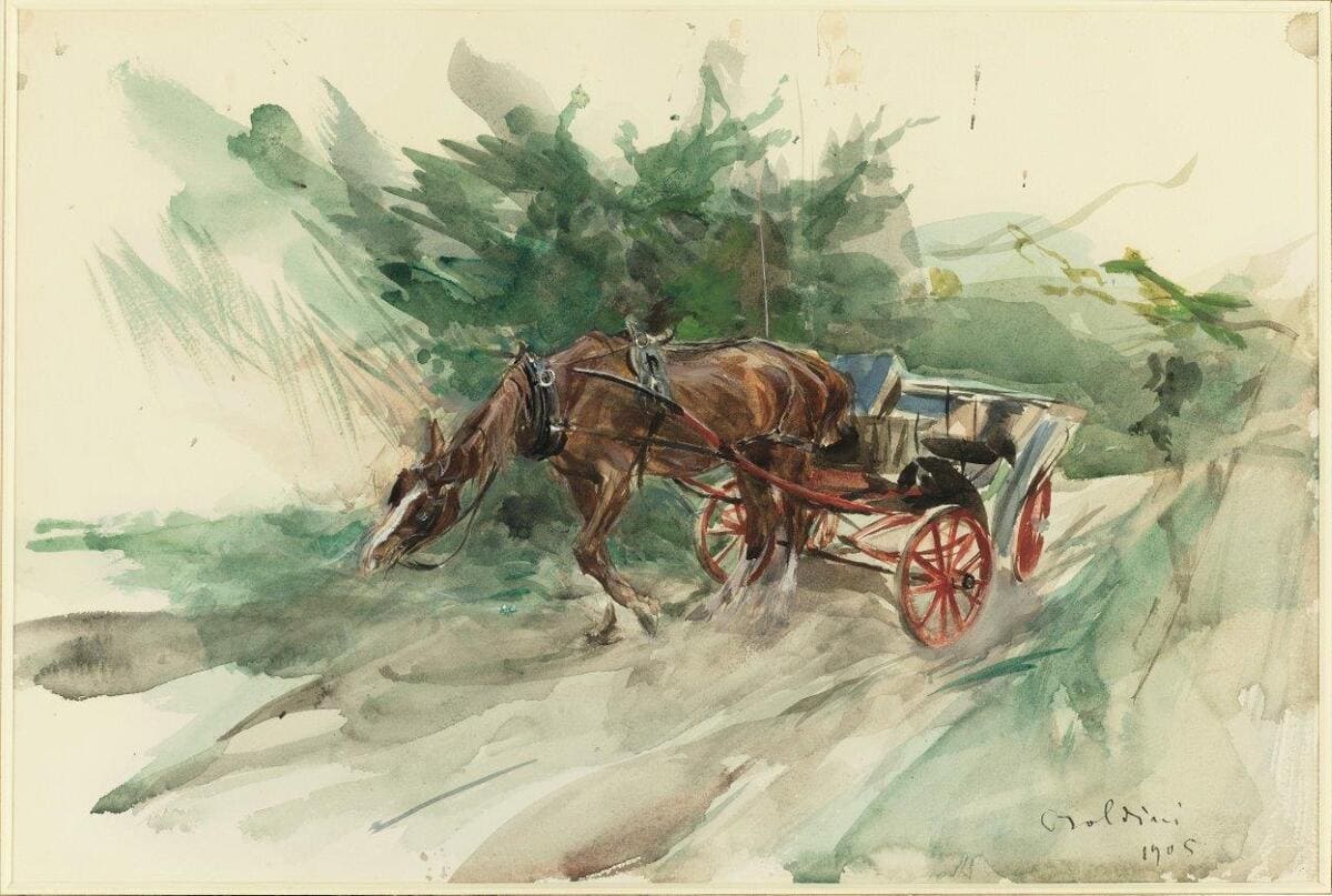 Calesse-trainato-da-un-cavallo-Giovanni-Boldini-1905