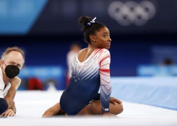 Simone Biles a Tokyo durante le Olimpiadi del 2021 (foto Ansa)