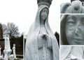 La statua della Madonna situata all'esterno della Basilica del santuario nazionale dell'Immacolata concezione colpita da un uomo con una mazza