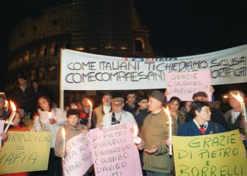 Fiaccolata di solidarietà ad  Antonio Di Pietro,  Roma, 1996