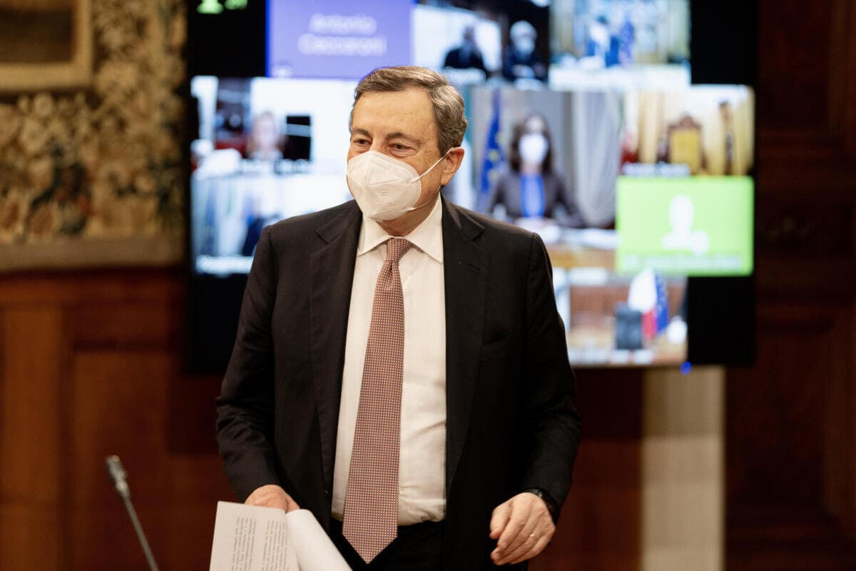 Il presidente del Consiglio Mario Draghi (foto Ansa)