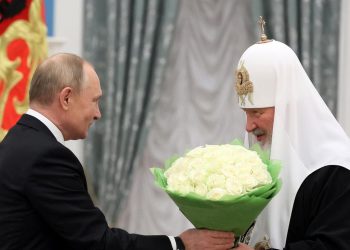 Il presidente russo Vladimir Putin e il patriarca di Mosca Kirill, Mosca, 20 novembre 2021