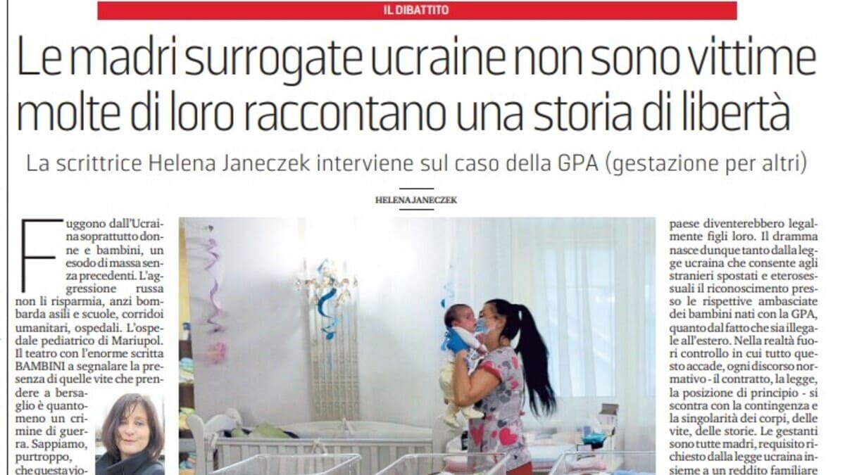 L'articolo della scrittrice Helena Janeczek sulla surrogata a Kiev pubblicato dalla Stampa del 24 marzo