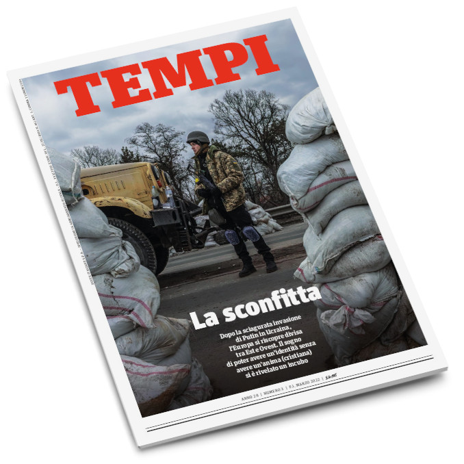 La copertina del numero di marzo 2022 di Tempi, dedicata alla guerra in Ucraina, tragica sconfitta dell’Europa