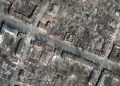 Una vista aerea della città di Mariupol, in Ucraina, devastata dalle bombe russe