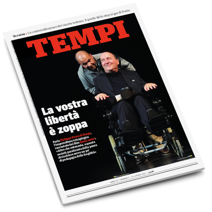 La copertina del numero di aprile 2022 di Tempi, dedicata a un’intervista a Philippe Pozzo di Borgo sull’eutanasia