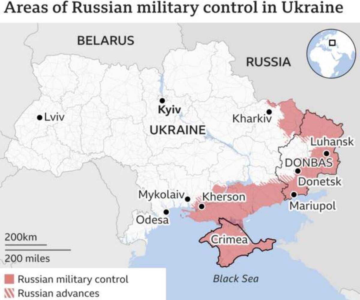 La cartina della Bbc sullo stato della guerra in Ucraina al 17 maggio