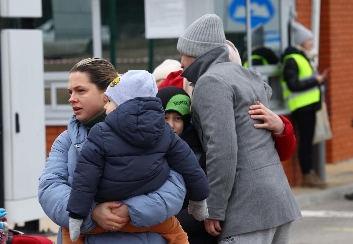 Profughi ucraini in fuga alla frontiera di Dothobyczow in Polonia, 5 marzo 2022