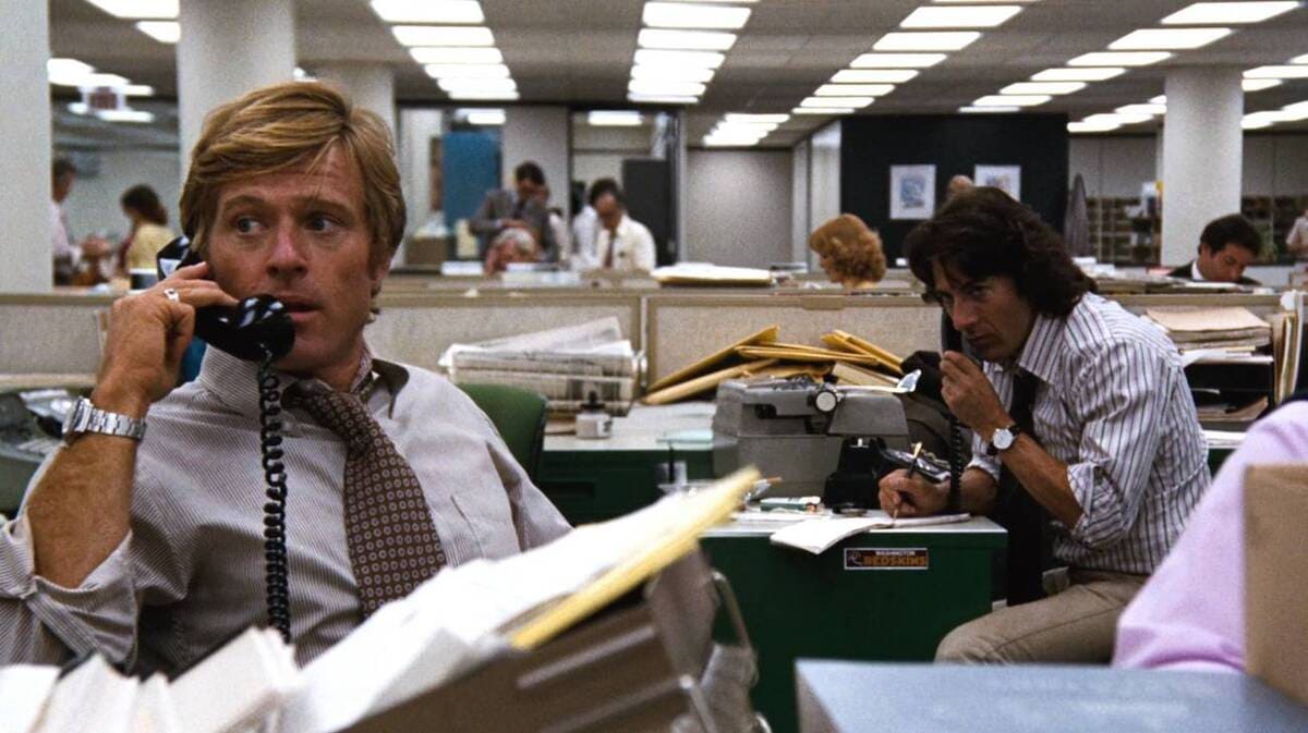 Dustin Hoffman e Robert Redford in "Tutti gli uomini del presidente", 1976
