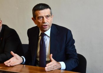 Il presidente di Noi con l'Italia Maurizio Lupi, durante l'incontro di questa mattina con il sindaco Marco Bucci in vista delle elezioni comunali. Genova, 28 marzo 2022.