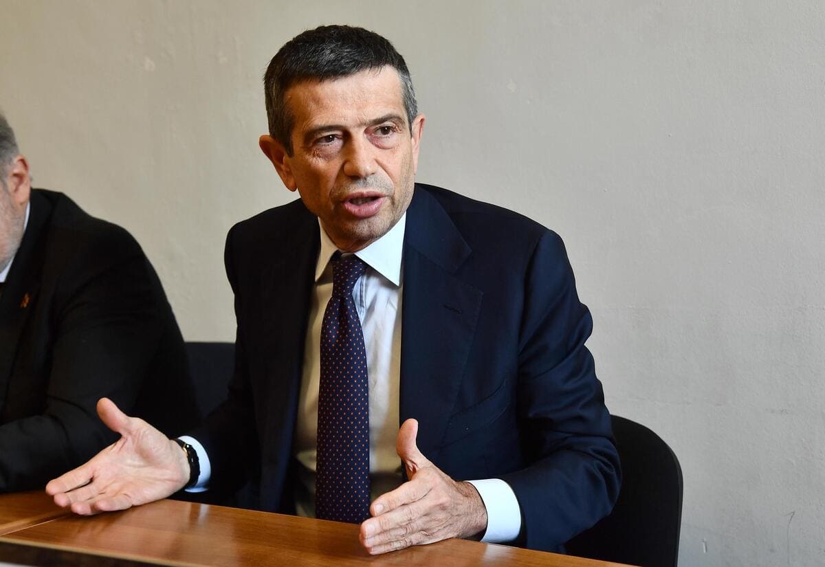 Il presidente di Noi con l'Italia Maurizio Lupi, durante l'incontro di questa mattina con il sindaco Marco Bucci in vista delle elezioni comunali. Genova, 28 marzo 2022.