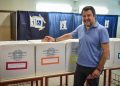 Matteo Salvini al voto per ireferendum sulla giustizia