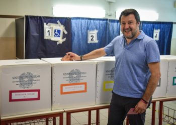Matteo Salvini al voto per ireferendum sulla giustizia