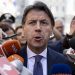 Il leader del M5s Giuseppe Conte dopo l'incontro col presidente mario draghi, Roma, 6 luglio 2022