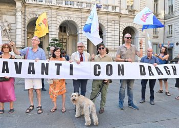 Presidio a sostegno di Mario Draghi a Torino