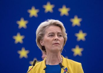 Ursula von der Leyen, presidente della Commissione europea, durante il discorso sullo stato dell'Unione