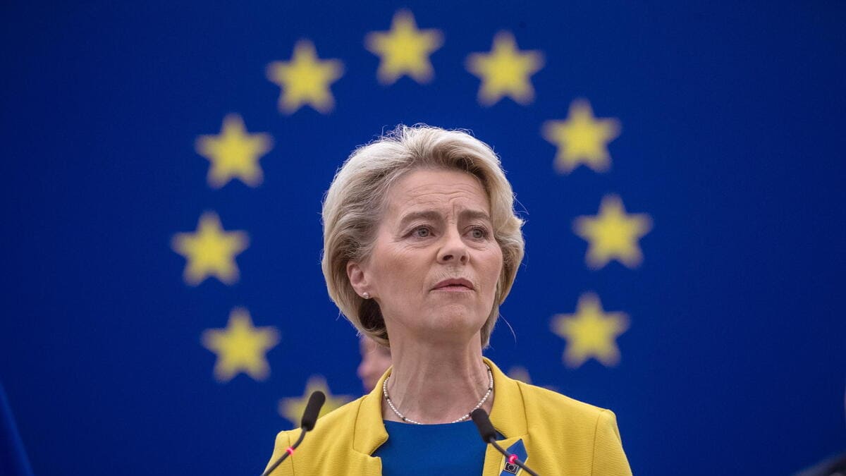 Ursula von der Leyen, presidente della Commissione europea, durante il discorso sullo stato dell'Unione