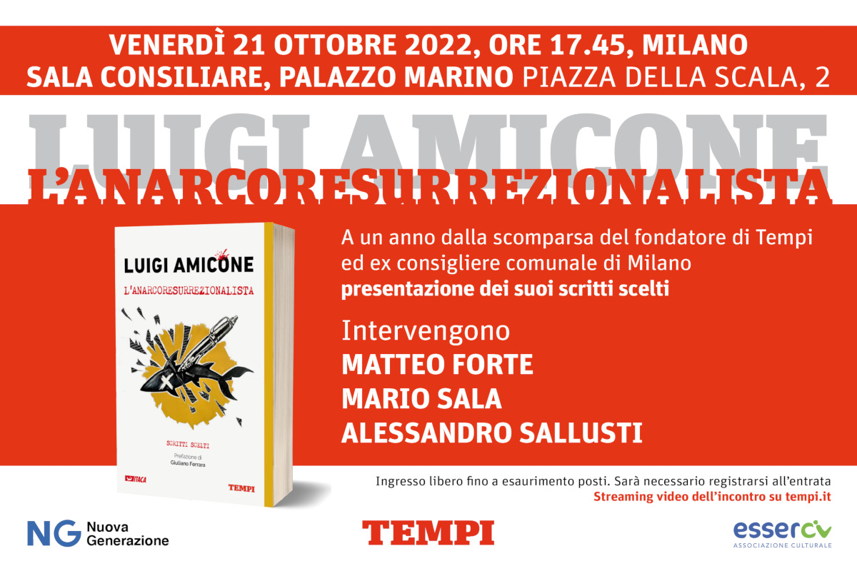 Invito alla presentazione del libro Luigi Amicone l’anarcoresurrezionalista a Palazzo Marino, Milano
