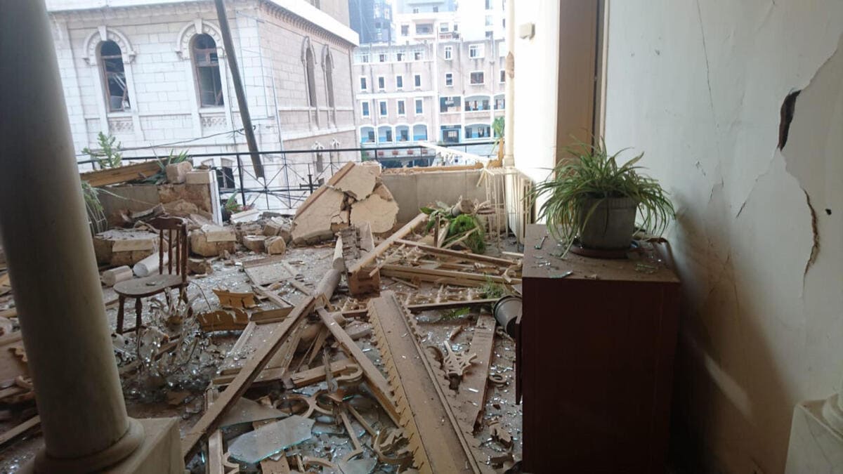 La chiesa francescana di San Giuseppe, andata distrutta dalle esplosioni che hanno devastato Beirut, 5 agosto 2020.