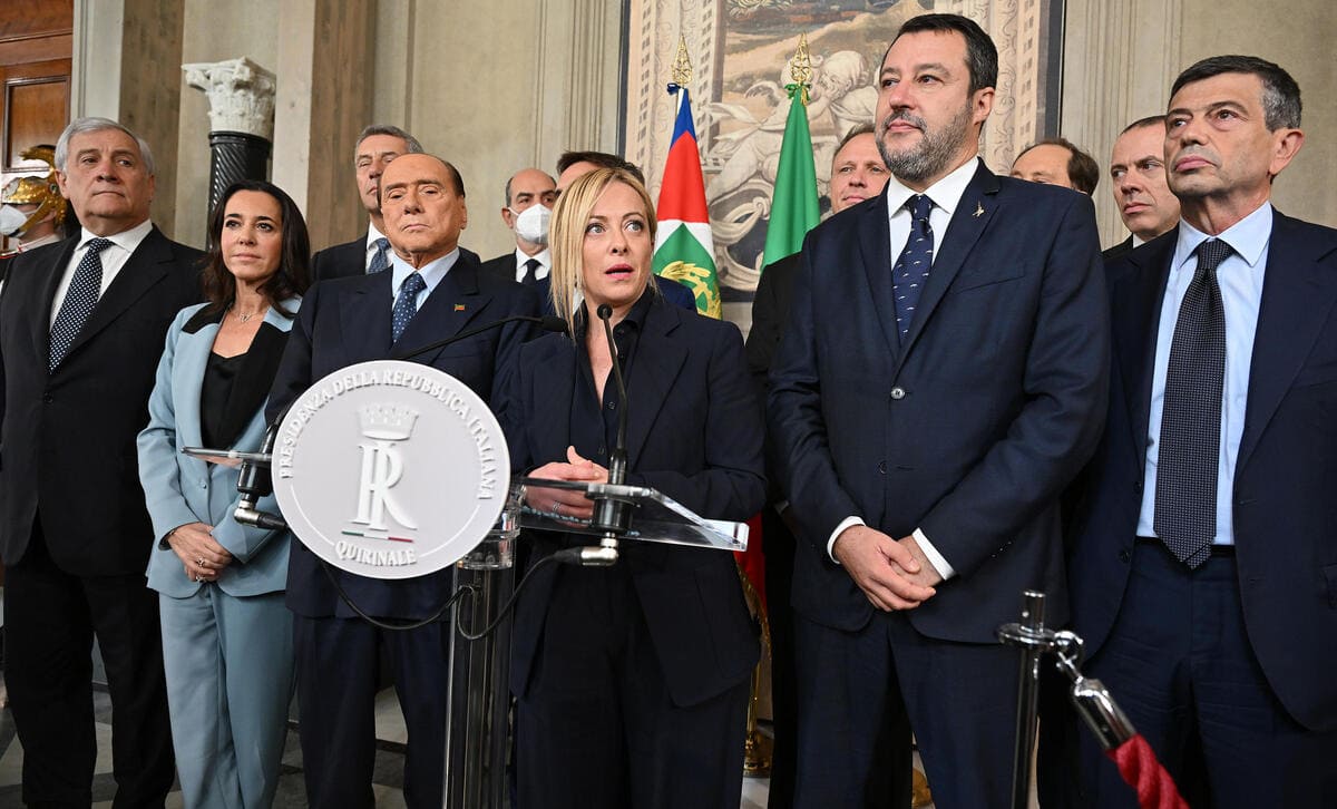 Giorgia Meloni e gli esponenti del centrodestra al Quirinale, Roma, 21 ottobre 2022