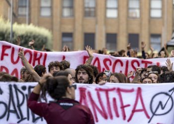 Manifestazione alla Sapienza contro il convegno di Azione Universitaria