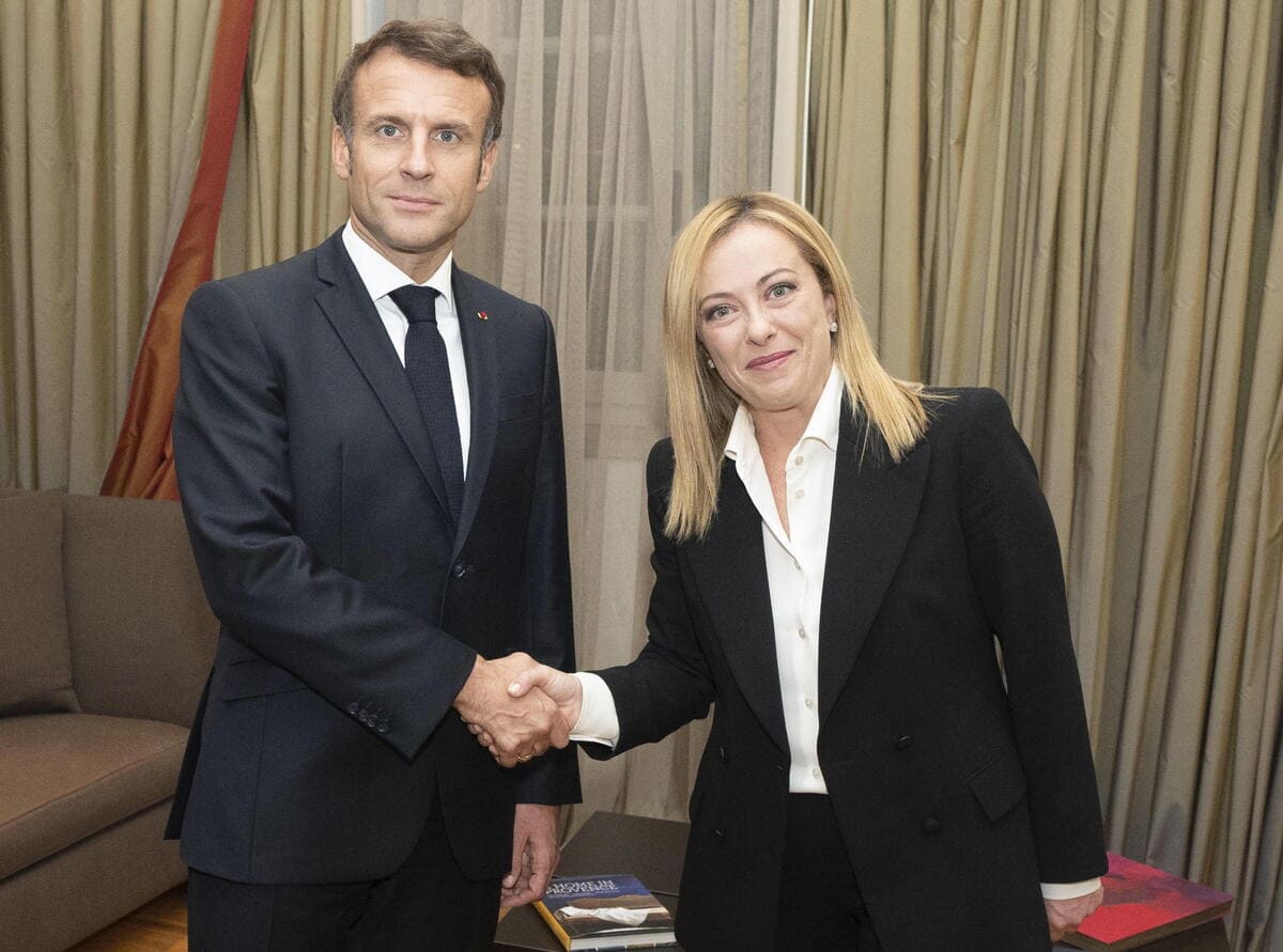 Giorgia Meloni con Emmanuel Macron, Roma, 23 ottobre 2022