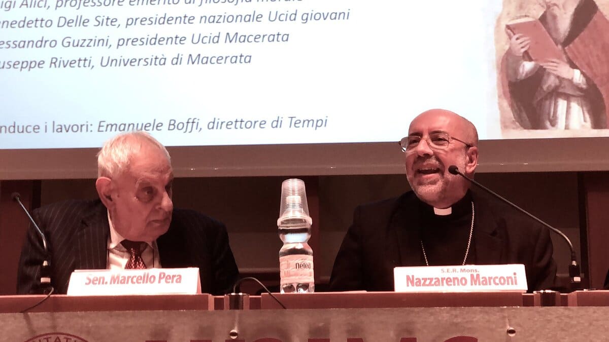 Marcello Pera con mons. monsignor Nazzareno Marconi