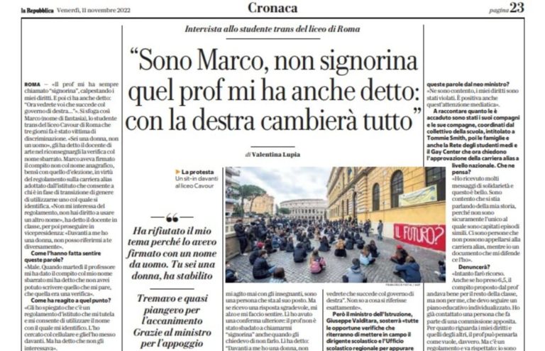 Non avremmo voluto sapere niente del caso transfobia al liceo Cavour