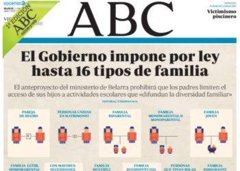 Spagna, la prima pagina di Abc dedicata alla "ley de familias" di Ione Belarra