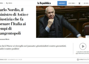 Ritratto di Francesco Merlo contro Carlo Nordio per il quotidiano La Repubblica