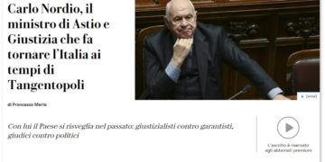 Ritratto di Francesco Merlo contro Carlo Nordio per il quotidiano La Repubblica