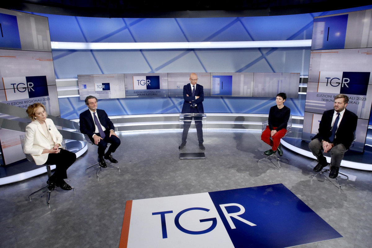 Confronto tra i candidati presidente alle elezioni regionali della Lombardia nello studio del Tgr Rai