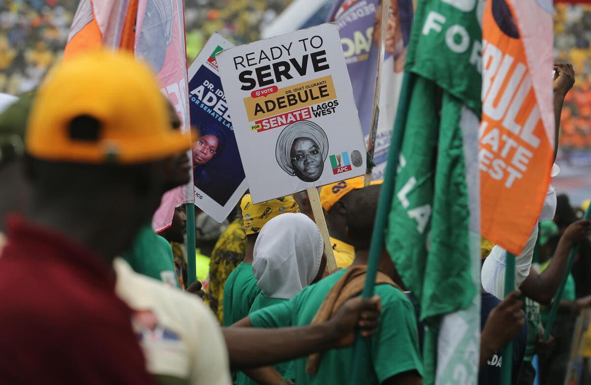 Un momento della campagna elettorale, Lagos Nigeria, 21 febbraio 2023 (Ansa)