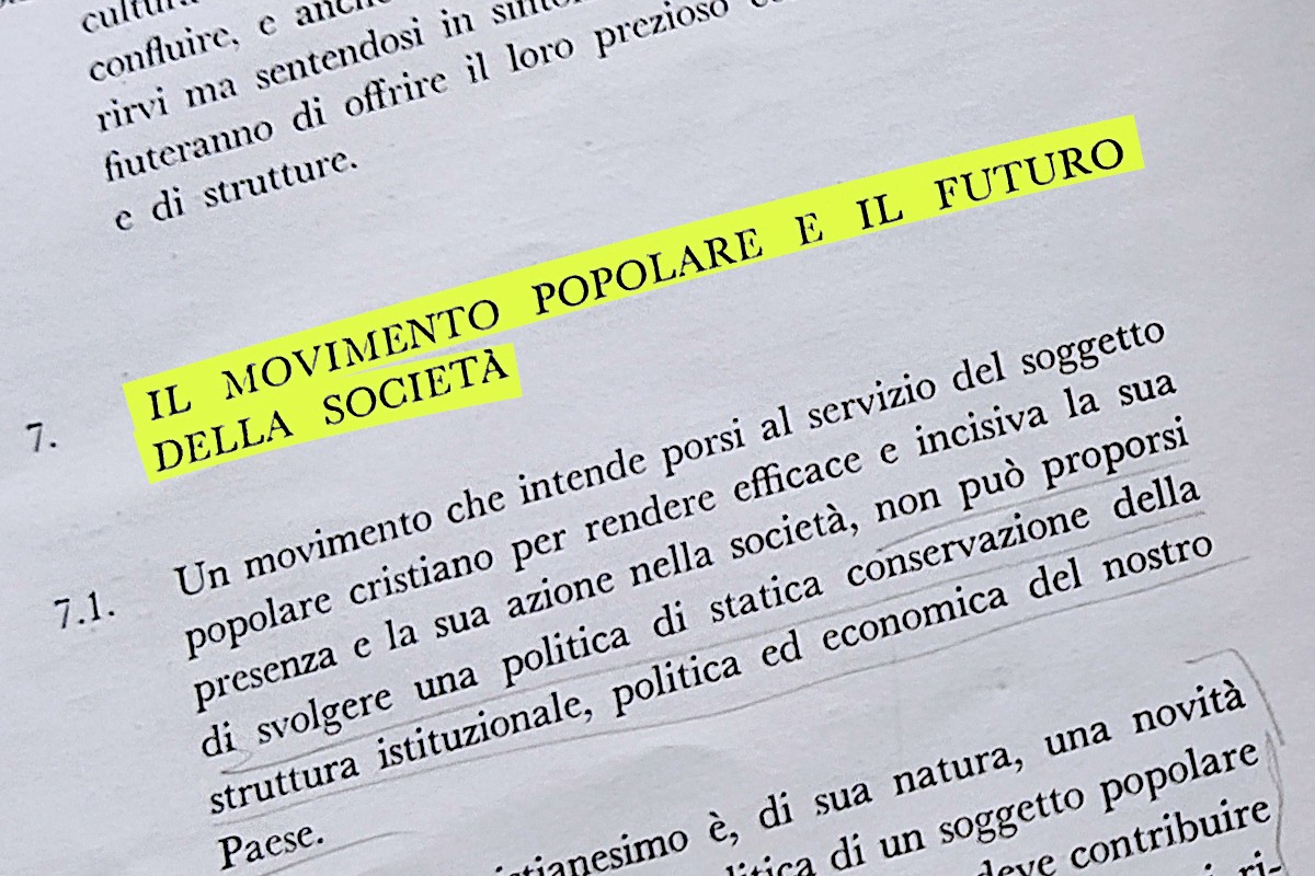Una pagina delle Tesi per il Movimento Popolare, 1975