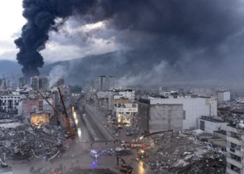 Una vista dall'alto di Iskenderun, Turchia, dopo il terremoto