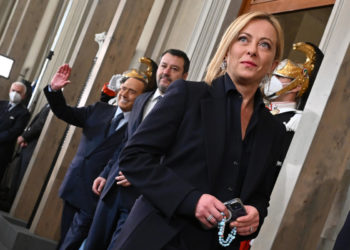 Silvio Berlusconi, Matteo Salvini e Giorgia Meloni al Quirinale