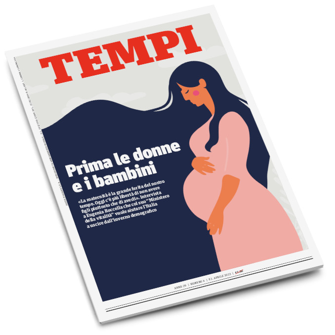 La copertina del numero di aprile 2023 di Tempi, dedicata alla emergenza natalità
