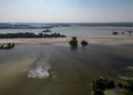 Una veduta aerea di Selva Malvezzi (Bo) nei pressi del Ponte della Motta, crollato a causa dell'alluvione che ha colpito l'Emilia-Romagna