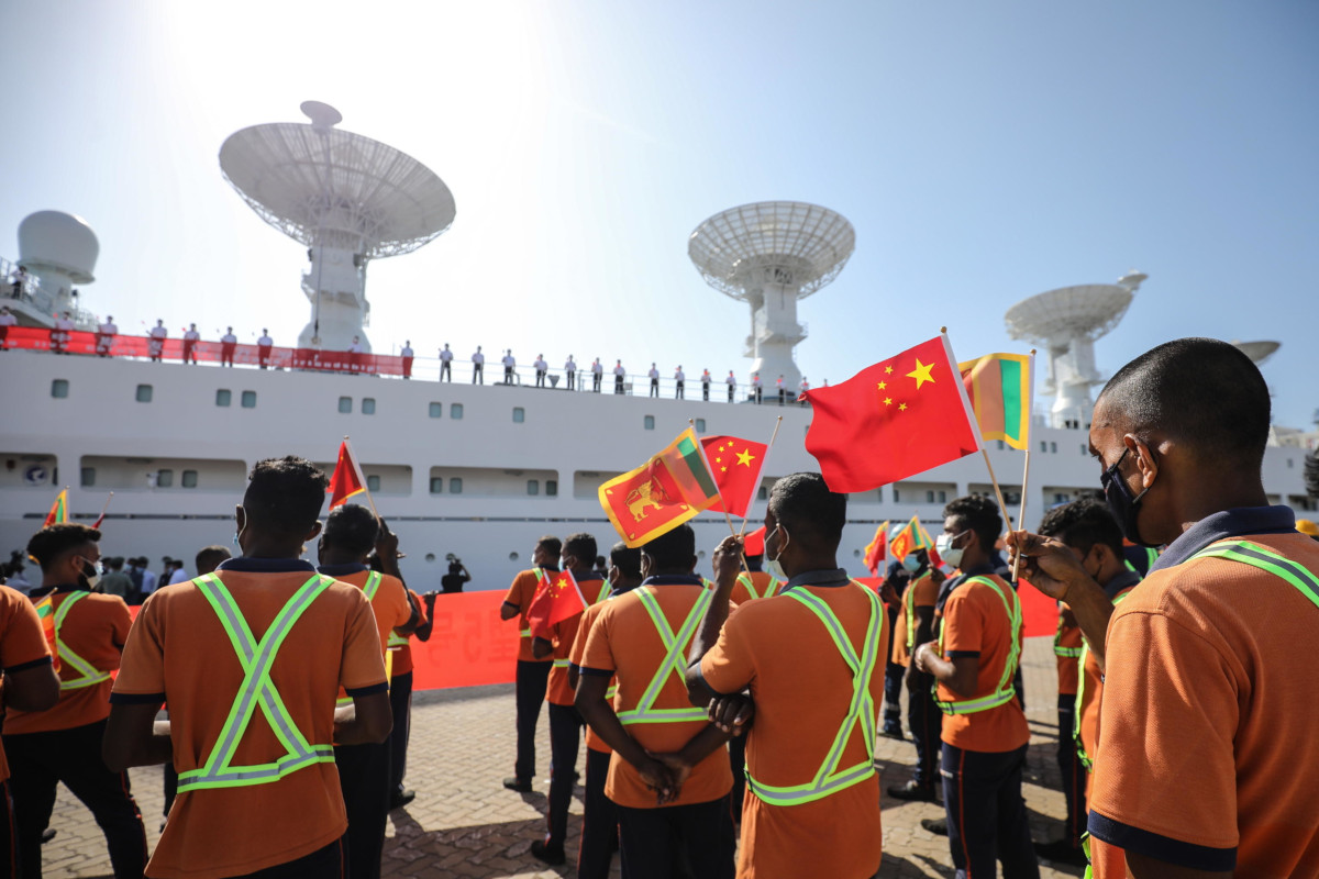 Cerimonia di benvenuto per la nave da tracciamento cinese Yuan Wang 5 nel porto di Hambantota, Sri Lanka