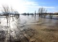 Pianura Padana in Emilia-Romagna allagata dall’acqua in seguito a un’alluvione