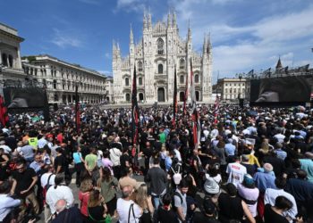 Funerale di Silvio Berlusconi, Piazza Duomo, Milano, 14 giugno 2023 (Ansa)