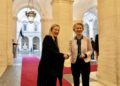 La presidente del consiglio Giorgia Meloni con la presidente della Commissione europea Ursula von der Leyen a Palazzo Chigi, Roma, 9 gennaio 2023 (Ansa)